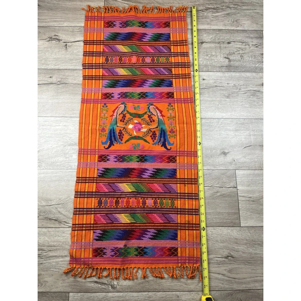 Vtg Guatemalan Table Runner Tapestry /Embroidered 42